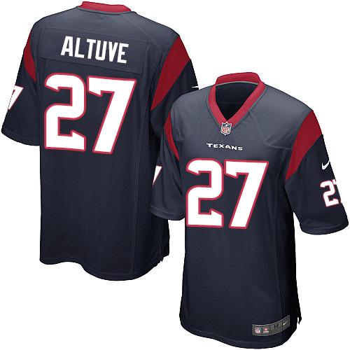 Nike Texans #27 Jose Altuve Navy Blue Team Color Youth Stitched NFL Elite Jersey - Click Image to Close